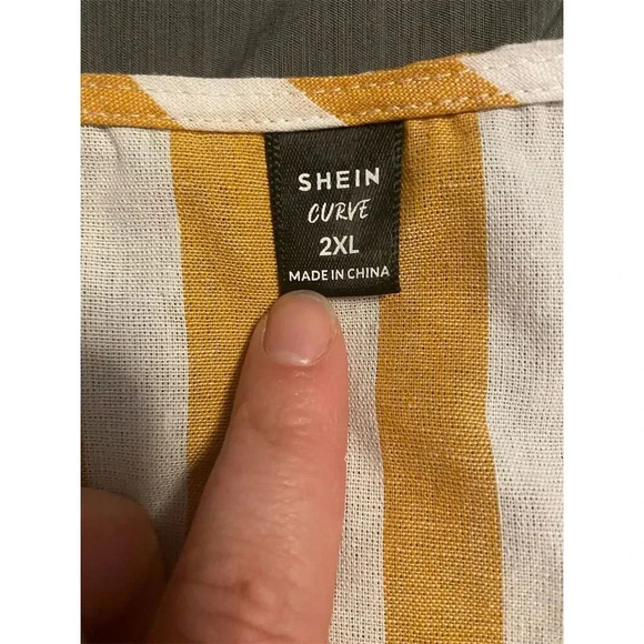 SHEIN Curve Women's 2XL Striped Ruffle Sleeve Square Neck Blouse - Picture 2 of 3